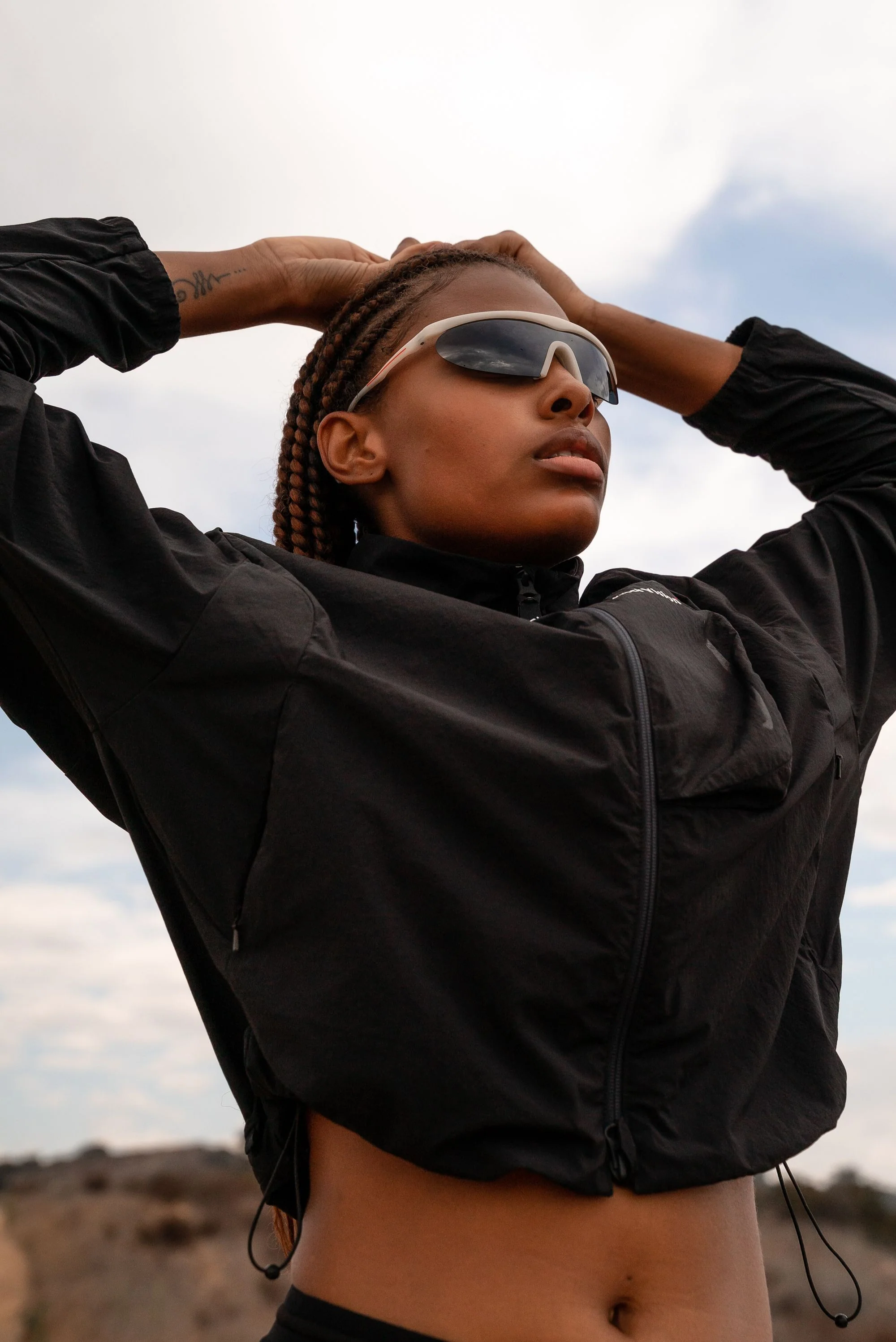 Cropped Recycled DWR Jacket, Black - Image 5