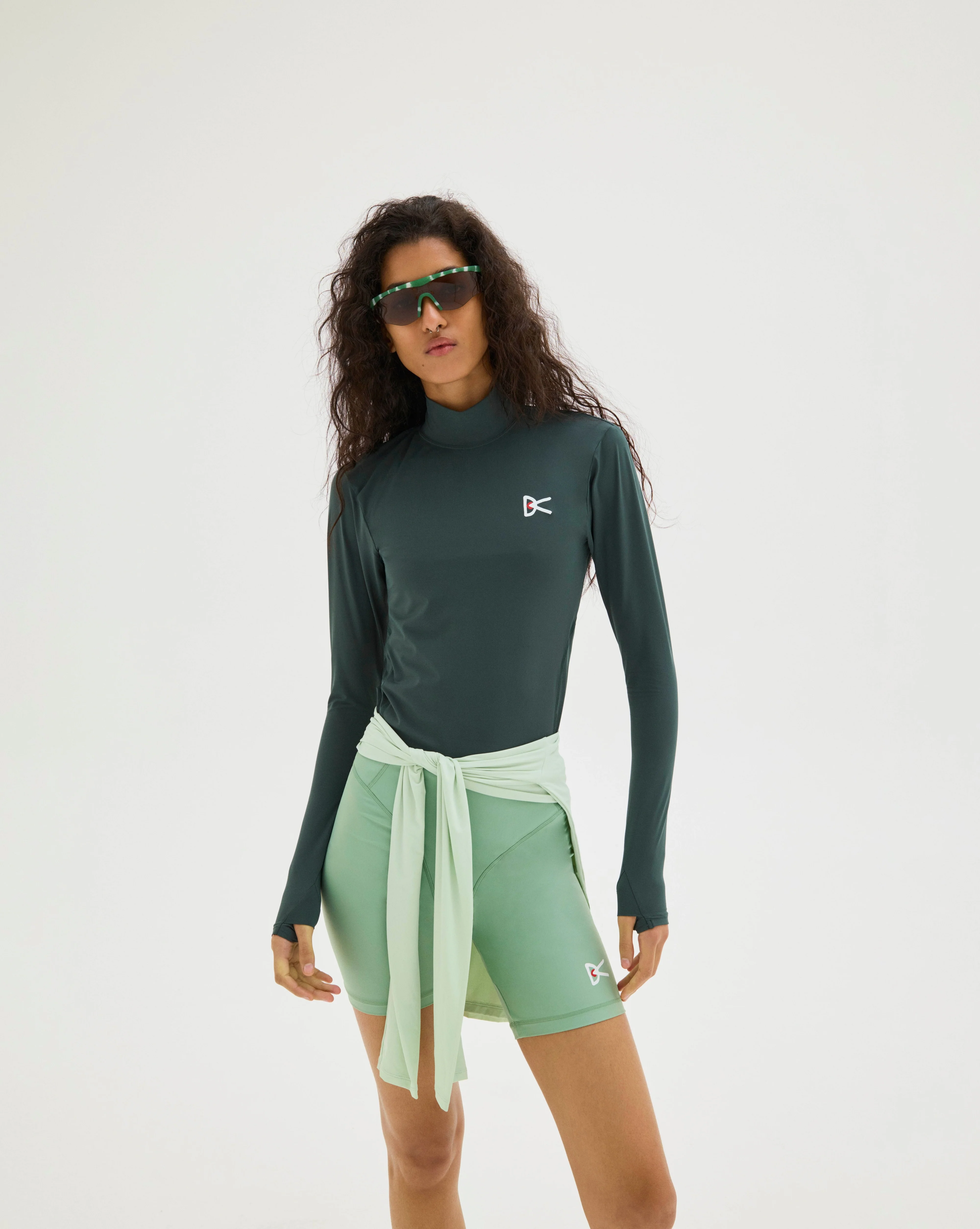 Paneled Long Sleeve Mock Tee, Spruce - Image 3